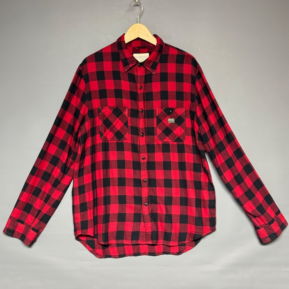 Denim & Supply Ralph Lauren Mens Large Red‎ Black Buffalo Plaid Flannel Shirt